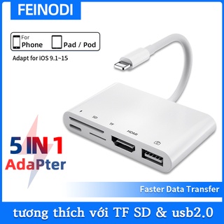Feinodi Cáp Lightning To HDMI Bộ Chuyển Đổi Cho Phone Pad Full HD 2 trong1