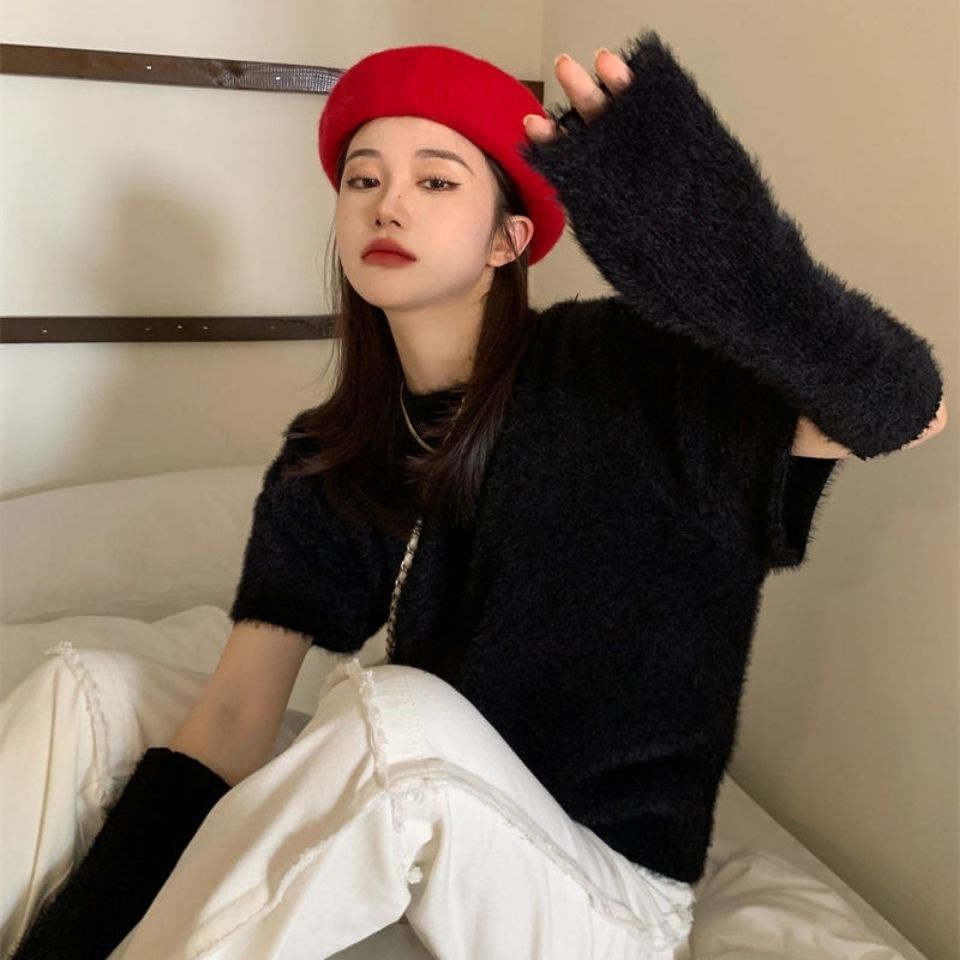 ☸Set Áo Sweater Lông Chồn Mềm Mại Phong Cách Phương Tây Cho Nữ