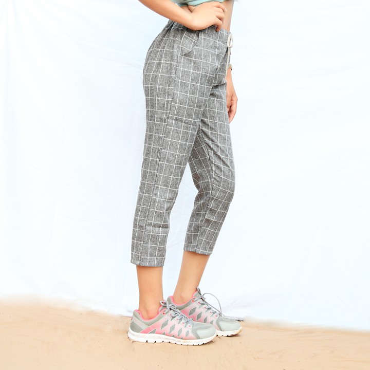 quần lửng baggy jogger caro hàn quốc