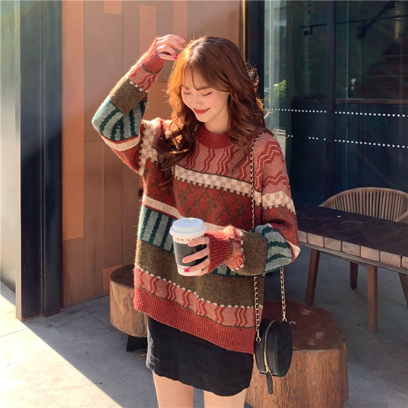 Sweater pullover loose sweater Korean knit sweater long sleeve sweater | BigBuy360 - bigbuy360.vn