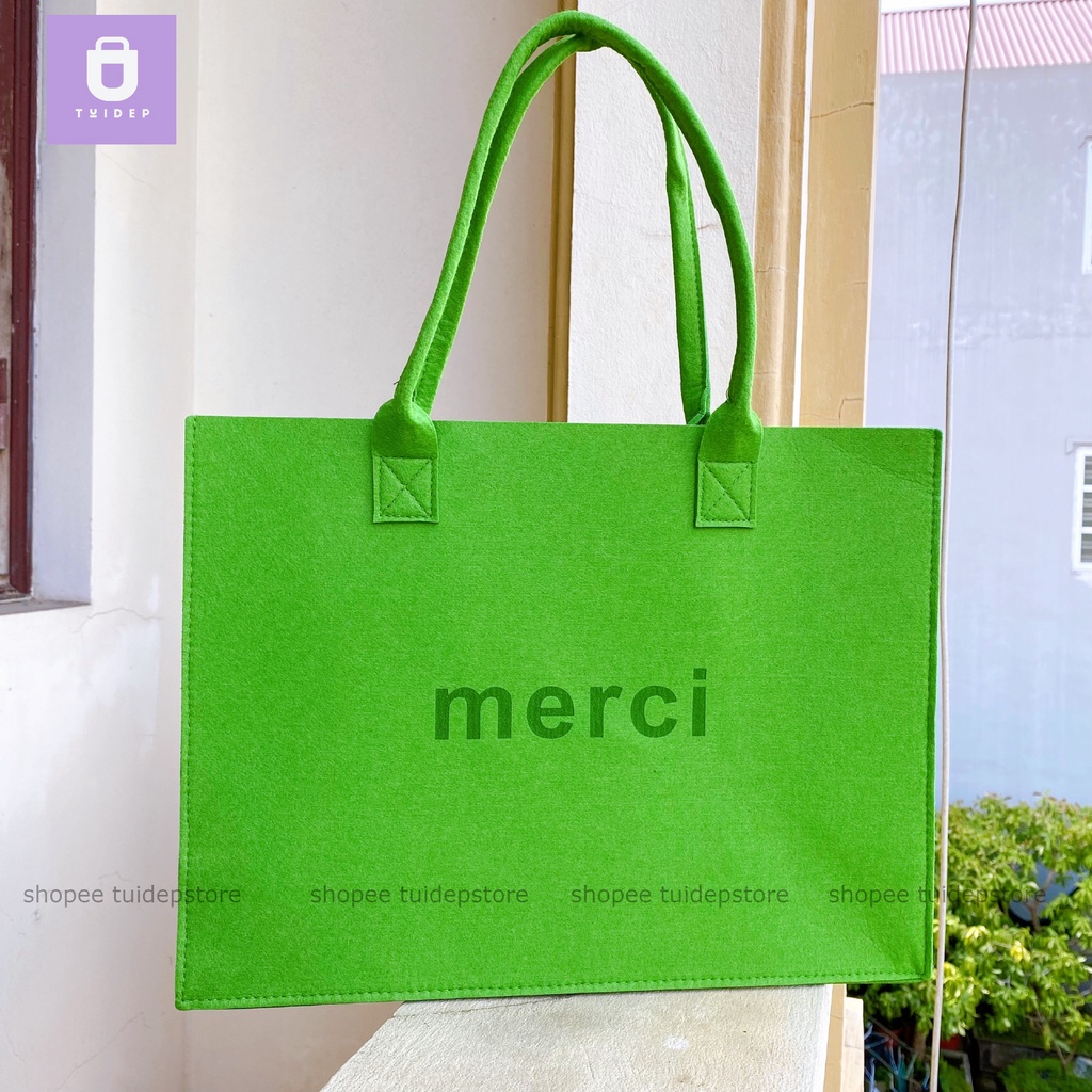 Túi Merci xanh lá đi chơi du lịch cafe phong cách Hàn quốc hot trend 2022