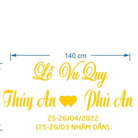Bộ chữ lễ tân hôn alu vàng gương cho đám cưới đẹp