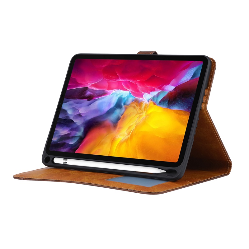Bao Da pu Nắp Gập Kiểu Ví Phong Cách Doanh Nhân Sang Trọng Kèm Giá Đỡ Cho ipad pro 12.9 11 10.2 air 4 5 10.9