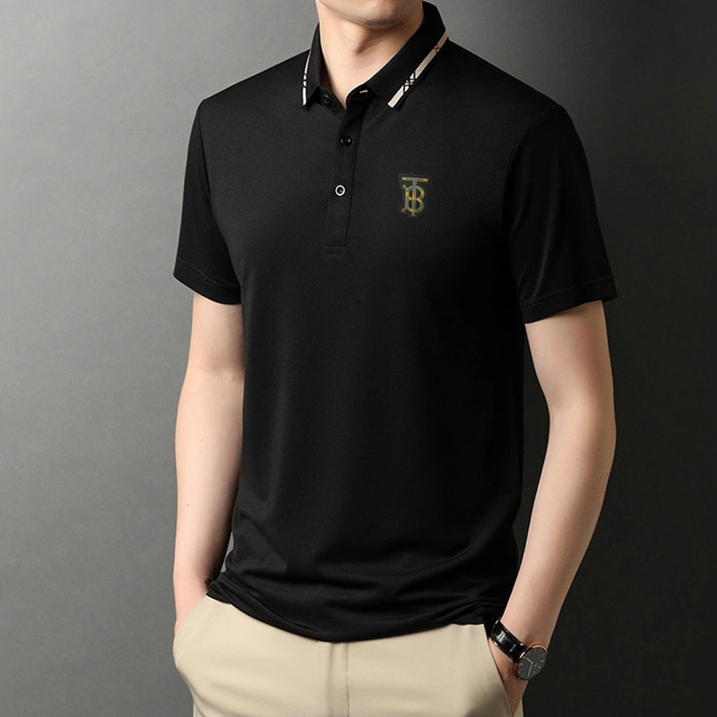 Original 2021 Latest Burberry Men's Black Short Sleeve Polo Shirts Size: M-3XL 005044