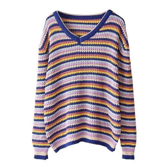 Áo Len Kẻ Cổ Tim_Xưởng May Quang Anh