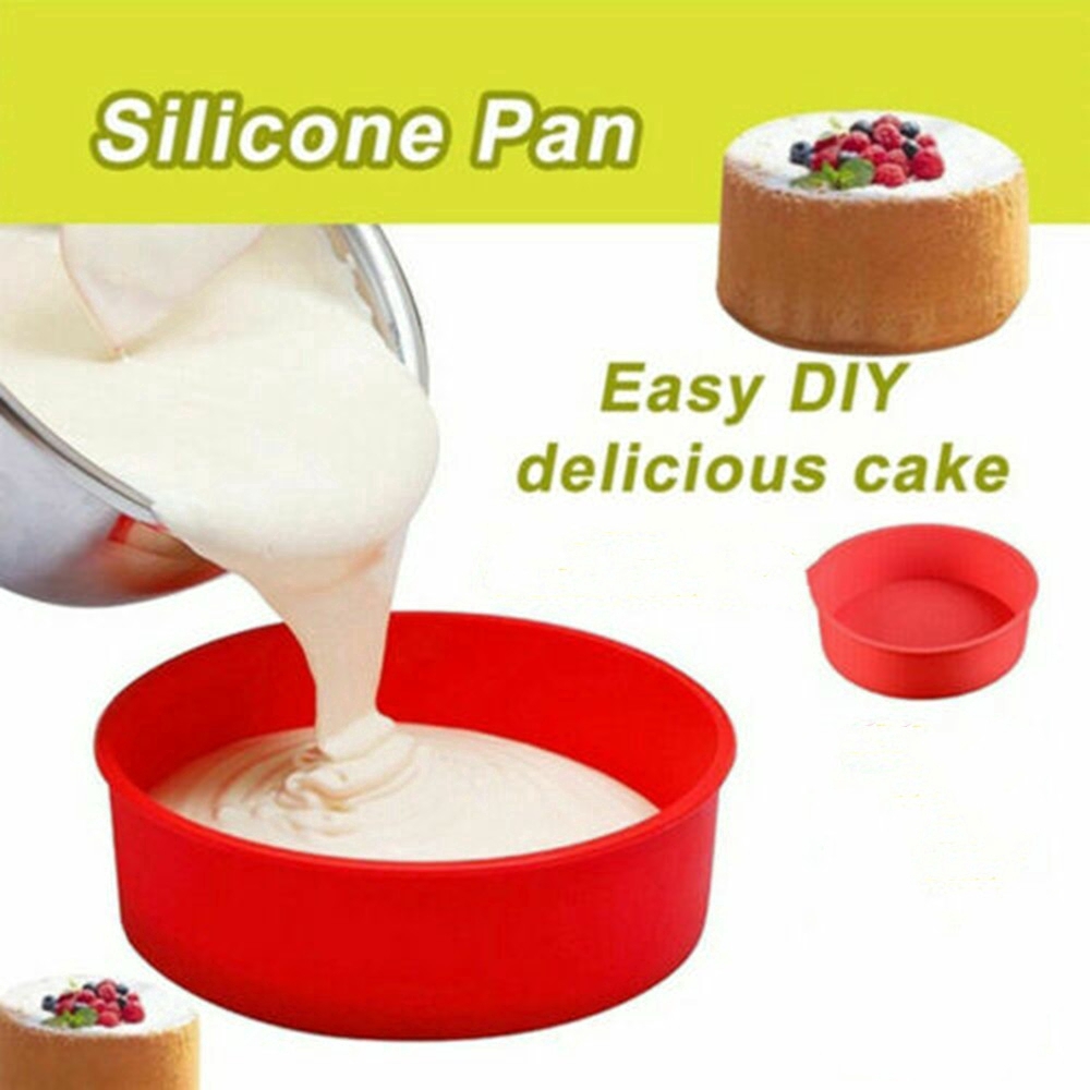 Khuôn nướng bánh hình tròn DIY bằng silicon chống dính kích thước 4''
