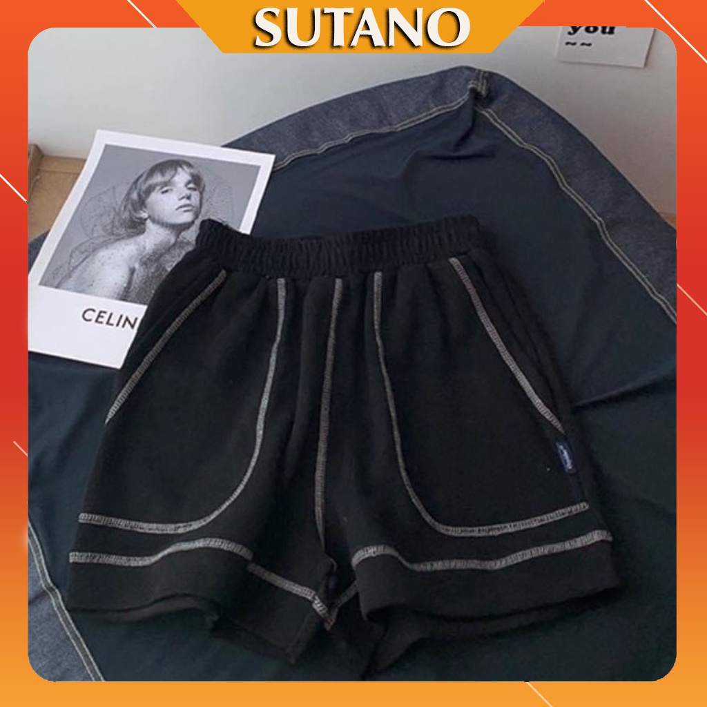 Quần Short  đùi nữ chỉ nổi SUTANO chạy viền dáng suông, thun trơn nhiều màu Q400 | BigBuy360 - bigbuy360.vn