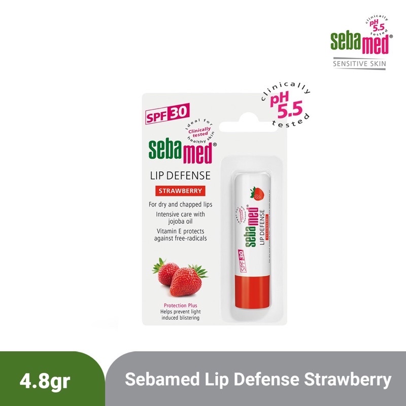 Son dưỡng môi Sebamed pH5.5 4,8g bảo vệ, chống khô môi, nứt môi, chống nắng SPF 30, có màu nhẹ, hương dâu, hương cherry
