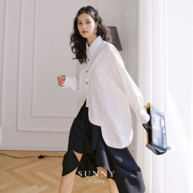 White wave shirt + Black wave skirt S02