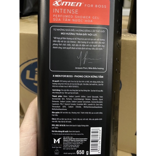 Dầu gội ,Sữa tắm Xmen For Boss INTENSE 650g