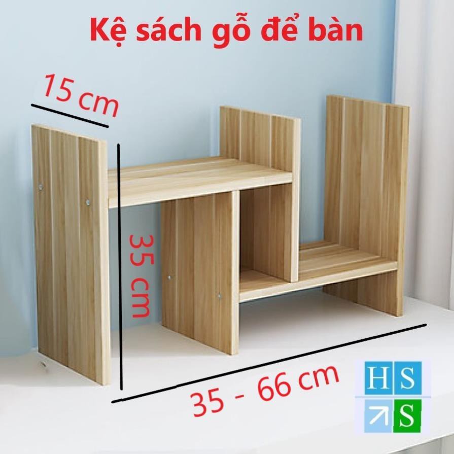 Kệ sách gỗ để bàn đa năng lắp ghép dễ dàng, thiết kế sang trọng, hiện đại (Kích thước 35-66 x 35 x 15cm)