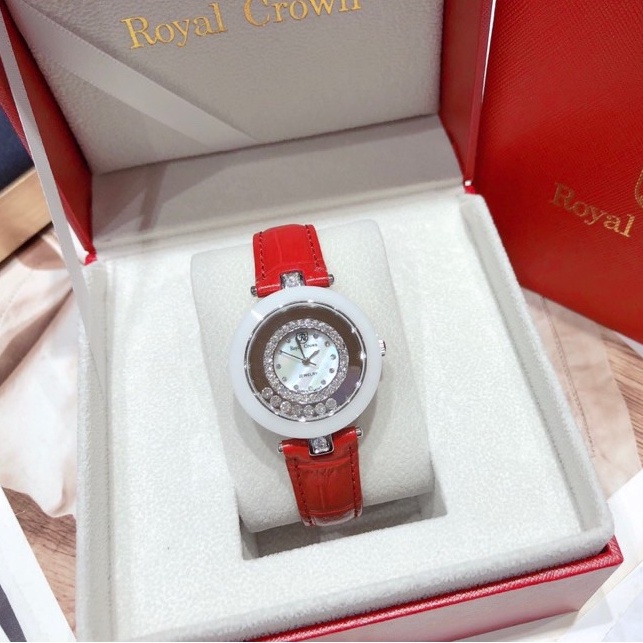 Đồng Hồ Nữ Chính Hãng Dây Da Royal Crown 6413 Chống Nước Chống Xước