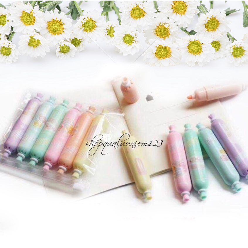 Set 6 Bút Dạ Quang Mini, Highlight Xinh Xắn, Nhỏ Gọn Cực Kỳ Đáng Yêu, Tiện Lợi