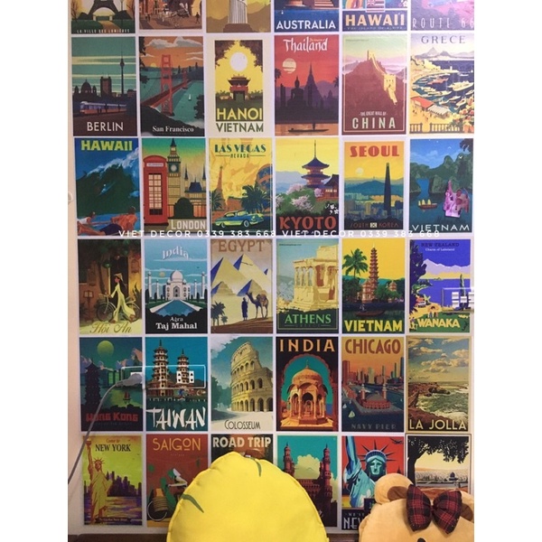 Decal Decor Vintage - Set 10 hình Poster Trang trí tường, Quầy Bar, Quán Cafe, Tiệm trà chanh, Barber Shop - Viet Decor