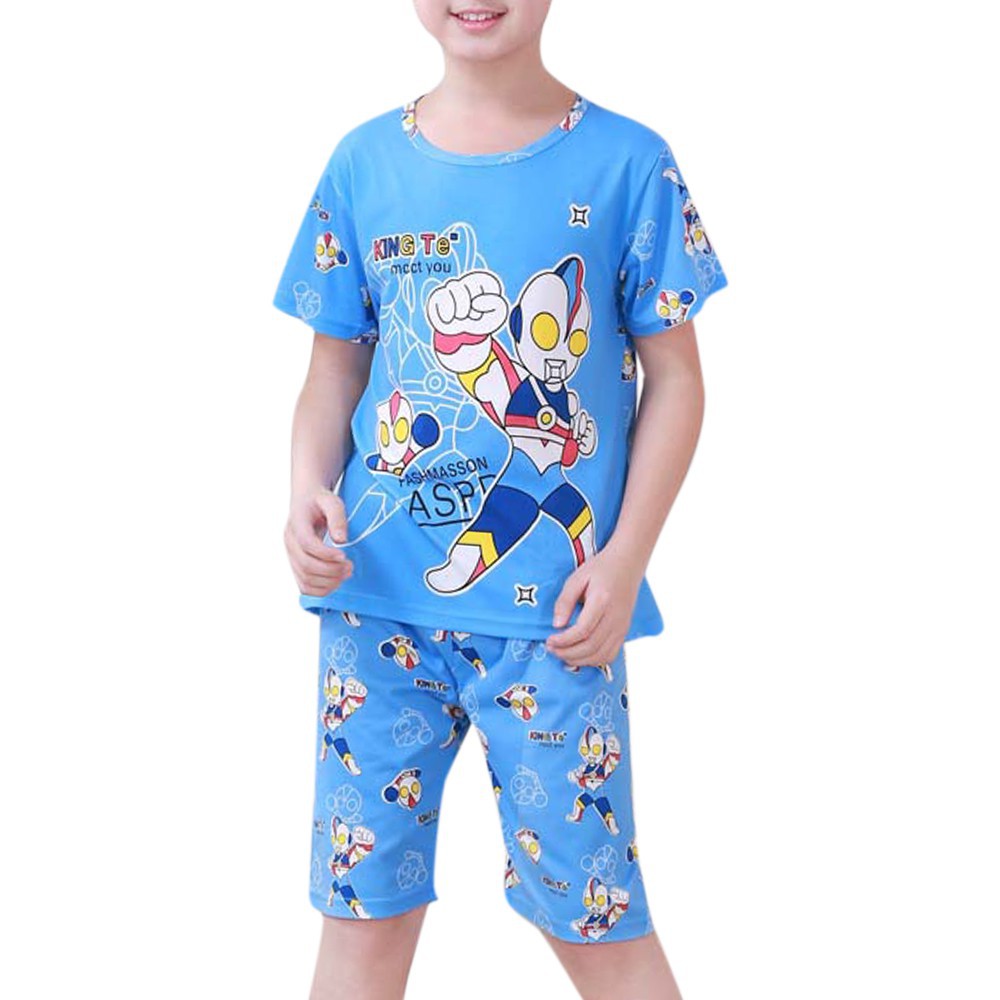 Bộ Pijama Ngắn Tay In Họa Tiết Hoạt Hình Cho Bé