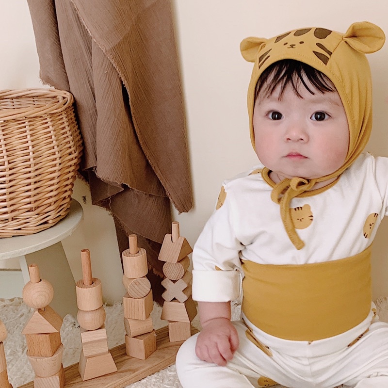 Bộ dài tay cho bé_Set 3 chi tiết gồm body kèm quần và mũ hổ cho bé trai bé gái
