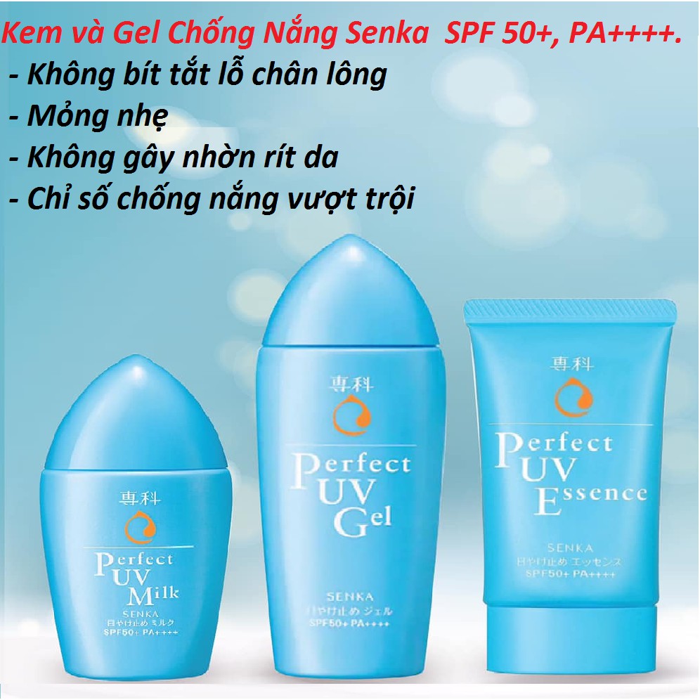 Dòng Sản Phẩm Chống Nắng Senka Perfect UV Spf 50+, PA++++( Tuyp 40g, 50g & 80g)