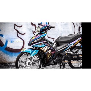 Tem xe exciter 135 cá mập xanh tím shark, độ team trùm decal xe máy ex dán đời 2011-2014