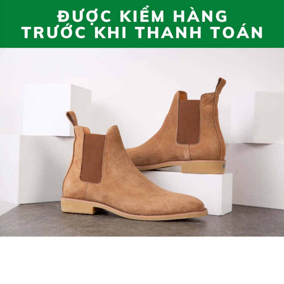 Giày Chelsea boots thời trang nam màu nâu chất liệu da lộn