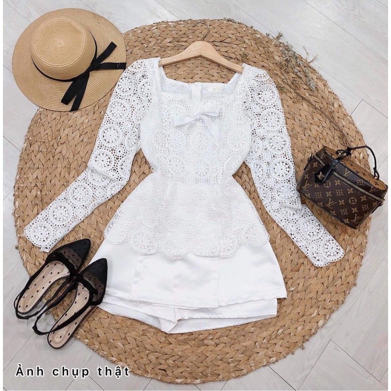 ❤️ ẢNH CHỤP THẬT SET ÁO REN NƠ + CHÂN VÁY NÚT PHI #255k