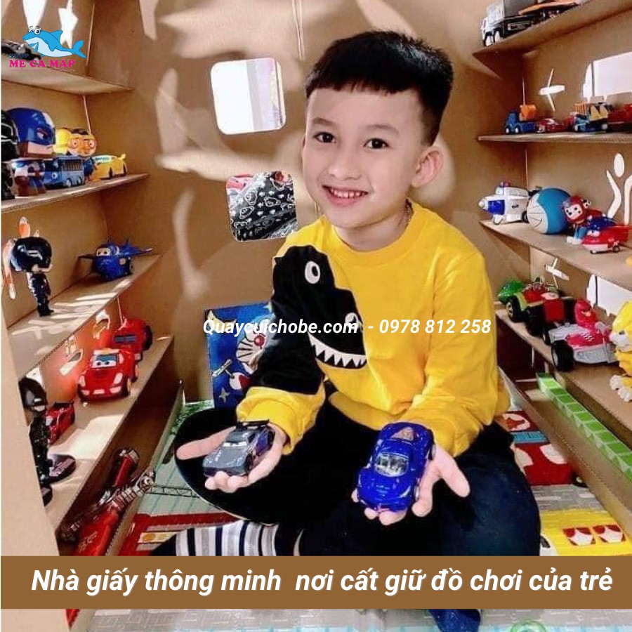 [Xả kho] Nhà giấy bìa carton 5 lớp LOẠI I, nhà carton lắp ghép thông minh GIÁ XƯỞNG cho bé từ 1 tuổi