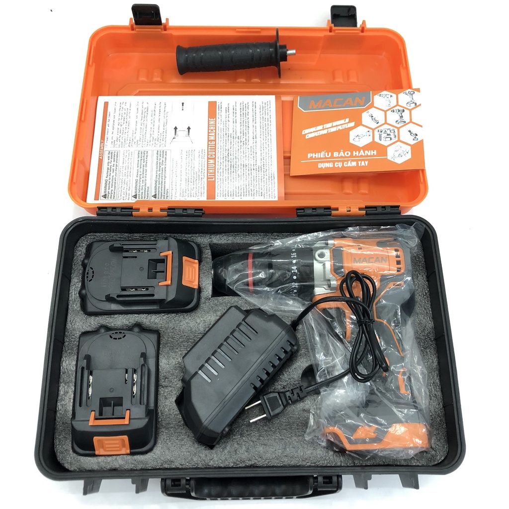 Máy Khoan Pin MACAN 3 Chức Năng 98Vf MT, Máy Khoan Từ 13ly Không Chổi Than Kèm Phụ Kiện - Hàng Chính Hãng.