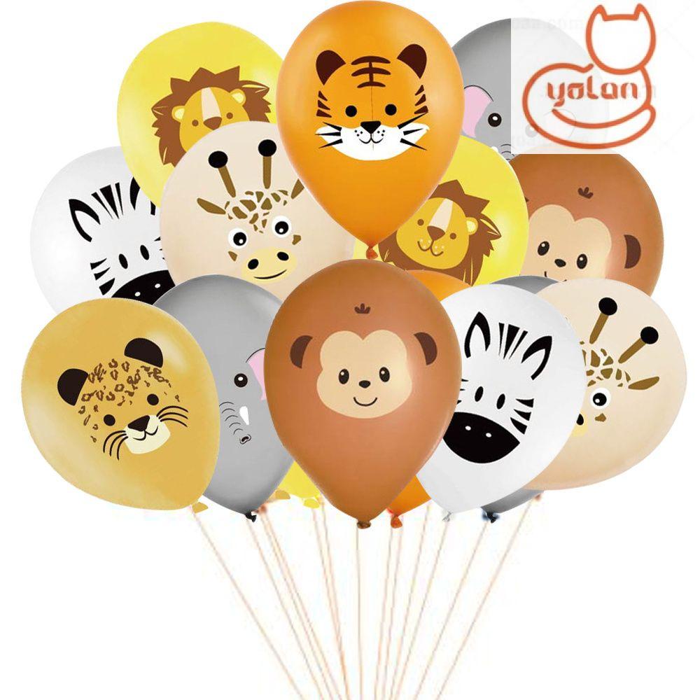 Set 10 Bong Bóng 12 Inch Họa Tiết Động Vật Không Độc Hại Kèm Dây Ruy Băng Trang Trí Tiệc Sinh Nhật