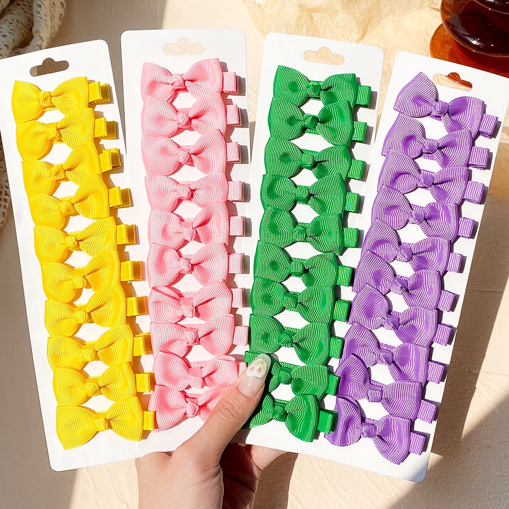 RAINBOW BOWS Set 10 Kẹp Tóc Nơ Xinh Xắn Dành Cho Nữ