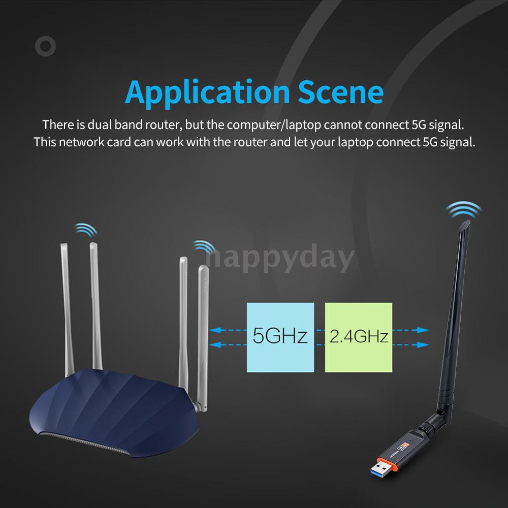 Usb Thu Sóng Wifi 1200m 2.4g + 5g Usb 3.0 Thẻ Mạng | BigBuy360 - bigbuy360.vn