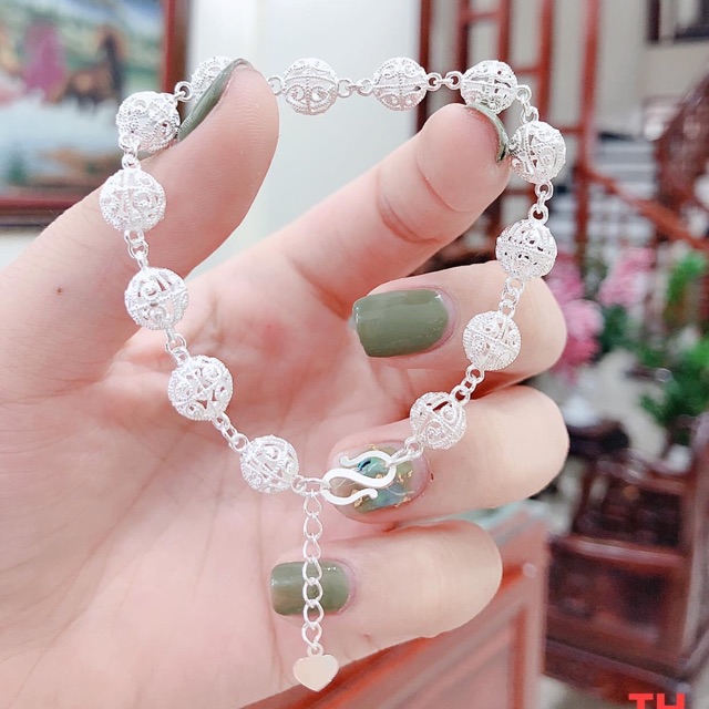 LẮC TAY BẠC MẶT CẦU HOẠ TIẾT CAO CẤP CHO NỮ - TRANG SỨC BẠC