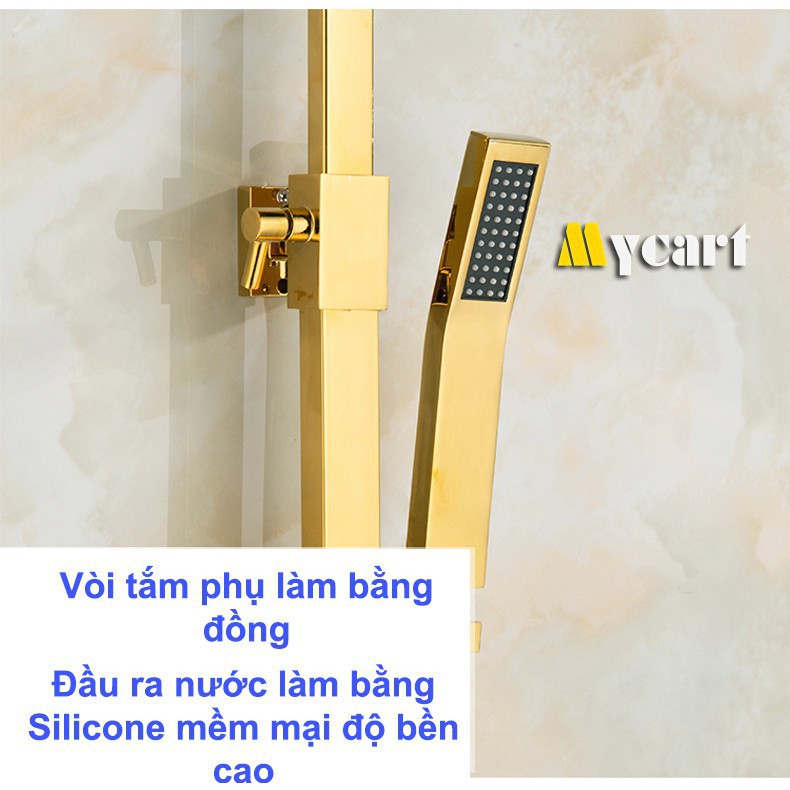 Bộ Sen cây tắm đứng nóng lạnh, Sen vòi tắm Bằng Đồng 4 trong 1 - Hàng cao cấp