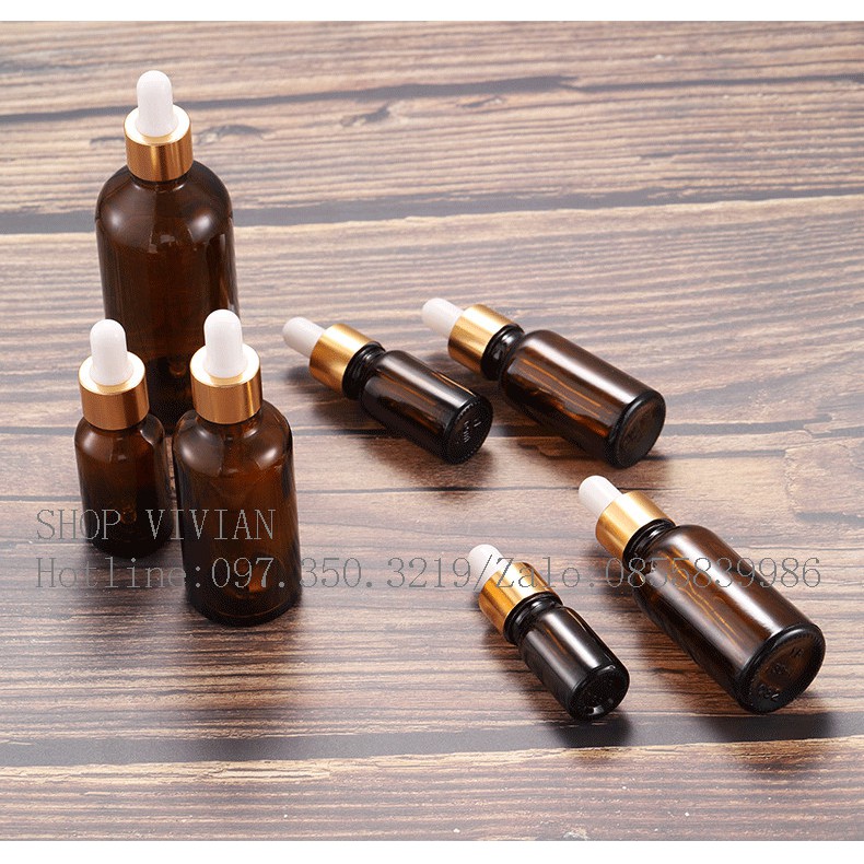 {Sỉ từ 3,5k} Chai lọ đựng tinh dầu 10ml, tinh chất nắp bóp nhôm vàng