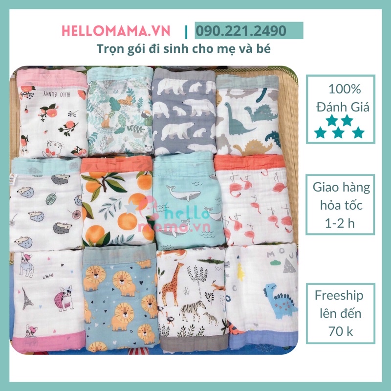 Chăn  sợi tre Manny 4 lớp bo viền mềm mại cho bé (120×120cm) -chất liệu không đổ lông,  thoáng mát cho bé