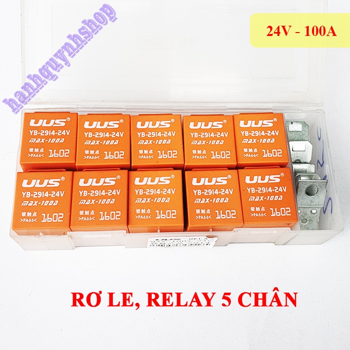 Hộp 10 Rơ le ô tô 5 chân màu cam 12V 100A hoặc 24V 100A loại 1