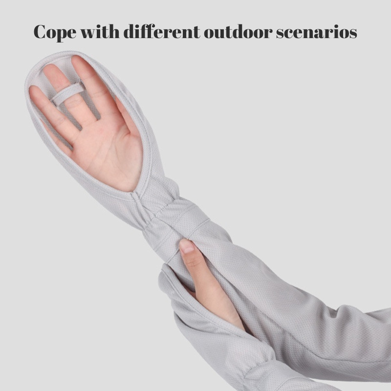Găng Tay Chống Nắng Bằng Lụa Lạnh Co Giãn Thoáng Khí Nhanh Khô
