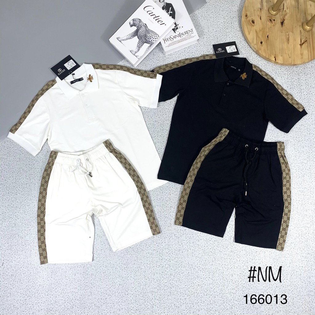 Bộ hè nam có cổ tag ong viền vai gc2 chất co giãn nhẹ với hai đen trắng,bộ hè nam form dáng chuẩn gc221_bộ thể thao nam | BigBuy360 - bigbuy360.vn