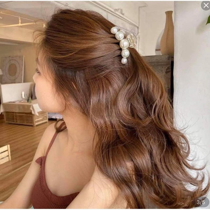 Set 5 kẹp tóc ngọc trai mẫu mới sang chảnh, kẹp tóc đi học, đi chơi, đi tiệc