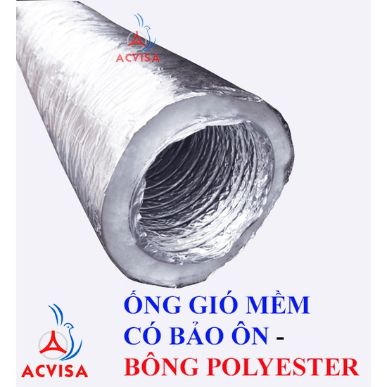 Ống gió mềm ACD Ø150mm bọc bảo ôn bông vải Polyester loại: C1, C2, C3 (Cuộn 10 mét, hàng xuất khẩu Châu Âu)