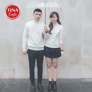 Áo Len Nam Nữ, Đồ Len Nam Nữ Đẹp, Đồ đôi thu đông dài tay phong cách Hàn Quốc màu trắng