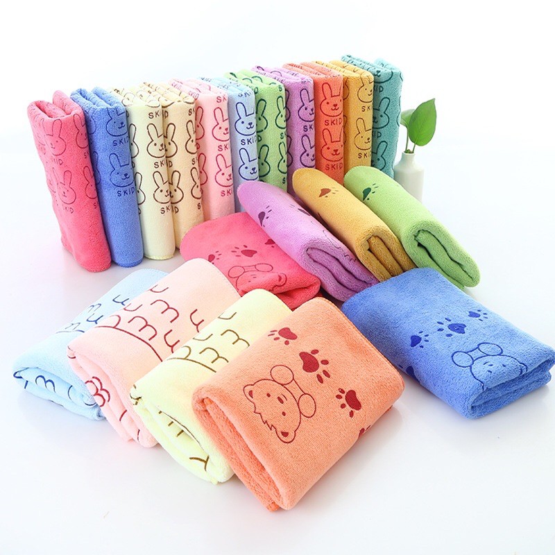 Khăn mặt bông mềm in hoạ tiết xinh xắn đáng yêu, kích thước 30*50cm