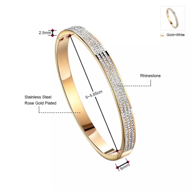 Vòng tay titan hột 3 hàng đá xinh VTT167