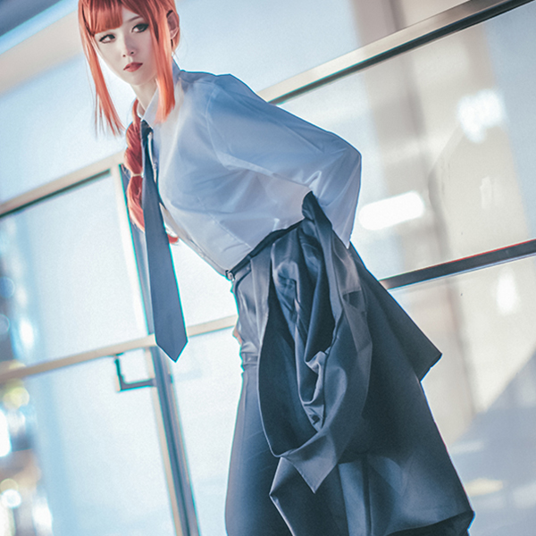 Trang phục áo kiểu tay dài quần dài và áo khoác dài cosplay nhân vật Makima - Chainsaw Man vào dịp Halloween