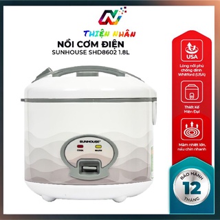 Nồi cơm điện 1.8l sunhouse shd8602, nồi cơm điện sunhouse chống dính an toàn
