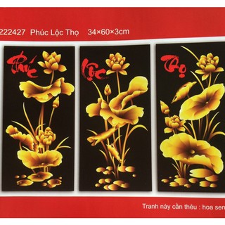 Tranh Thêu Chữ Thập Phúc Lộc Thọ 222427 34x40x3cm, chưa thêu