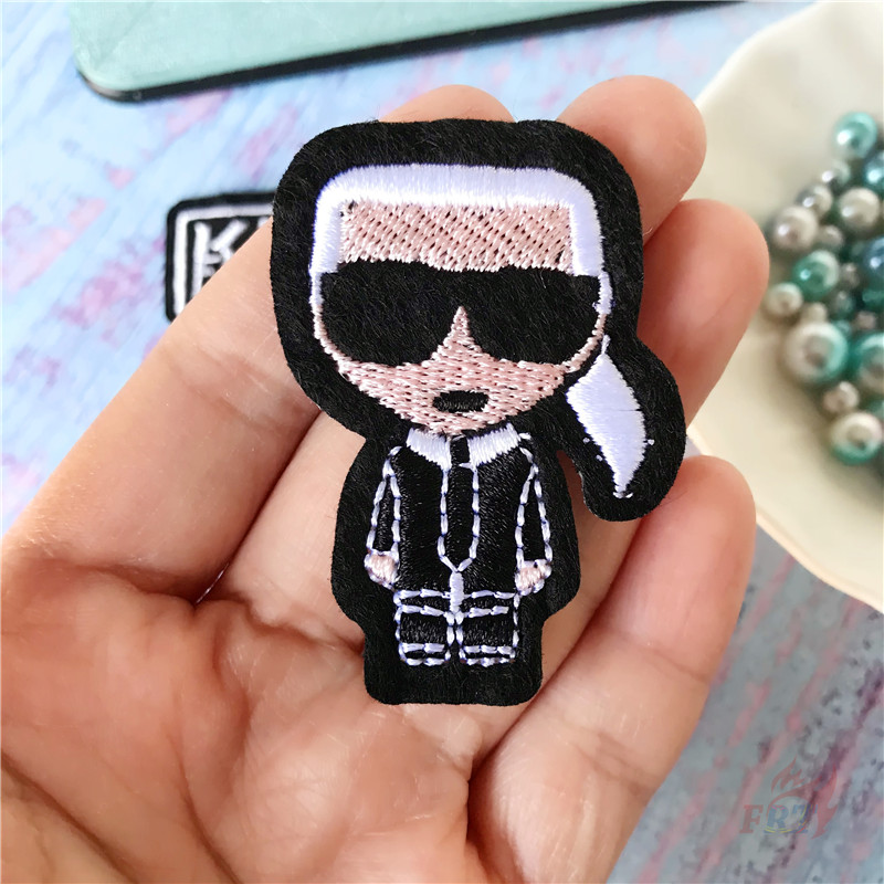♚ Sticker Ủi Thêu Hình karl lagerfeld ♚ 1 Huy Hiệu Nổi Tiếng Nổi Tiếng Trên Các Miếng Vá Sắt Trên Các Huy Hiệu