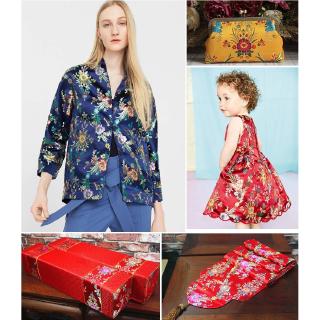 Vải Lụa Satin Thêu Hoa 100 * 75Cm