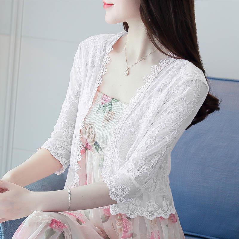 ۩◕✆Áo Khoác Cardigan Ren Lưới Mỏng Dáng Ngắn Thời Trang Mùa Hè Hàn Quốc Dành Cho Nữ