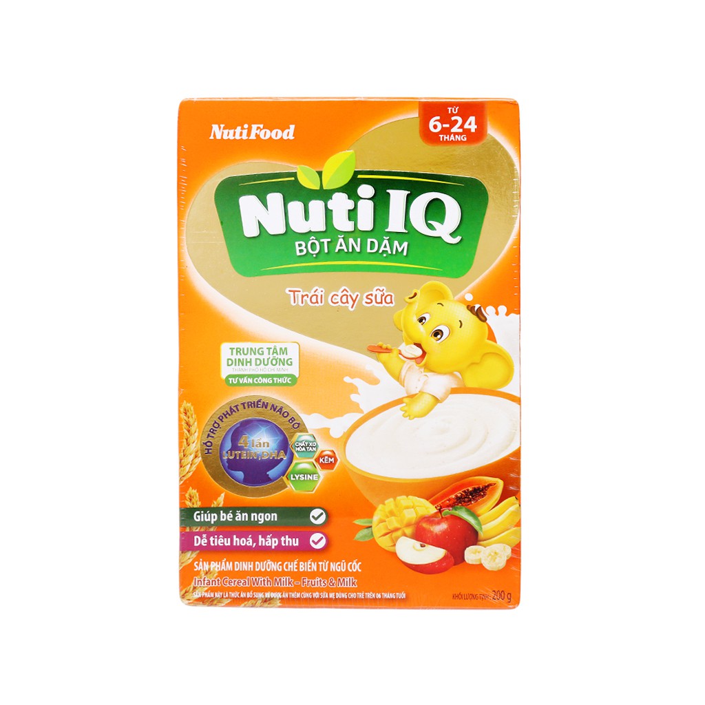 Bột ăn dặm NutiFood Nuti IQ trái cây sữa hộp 200g (6 - 24 tháng)