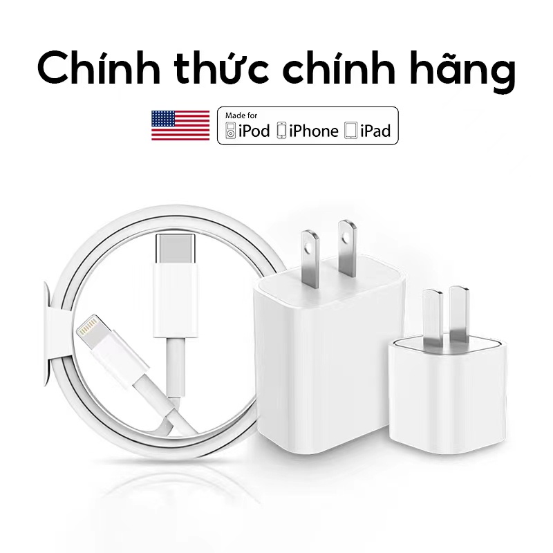 (PD 20W)(BH 12 tháng) Sạc Nhanh PD 20W USB-C To (Hỗ Trợ Công Suất Tối Đa IP12,13),Cáp Sạc Nhanh + Củ Sạc Nhanh
