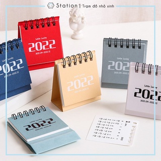 Lịch để bàn mini 2022 màu pastel size nhỏ 6x7cm dùng decor bàn làm việc bắt đầu từ 09/2021đến 12/2022 - VP047